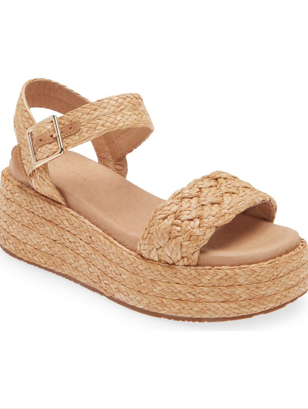Chocolat Blu Shoes Lacy Natural Raffia Platform Wedge Sandals Size 7 NEW